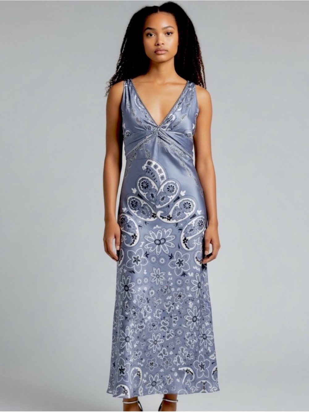 NWOT Carolina Constas Paisley Twist Maxi Dress Size: XS
